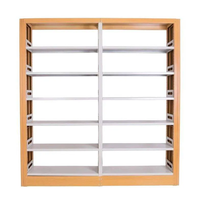 Steel-Wooden Double Sided Library Bookshelf
